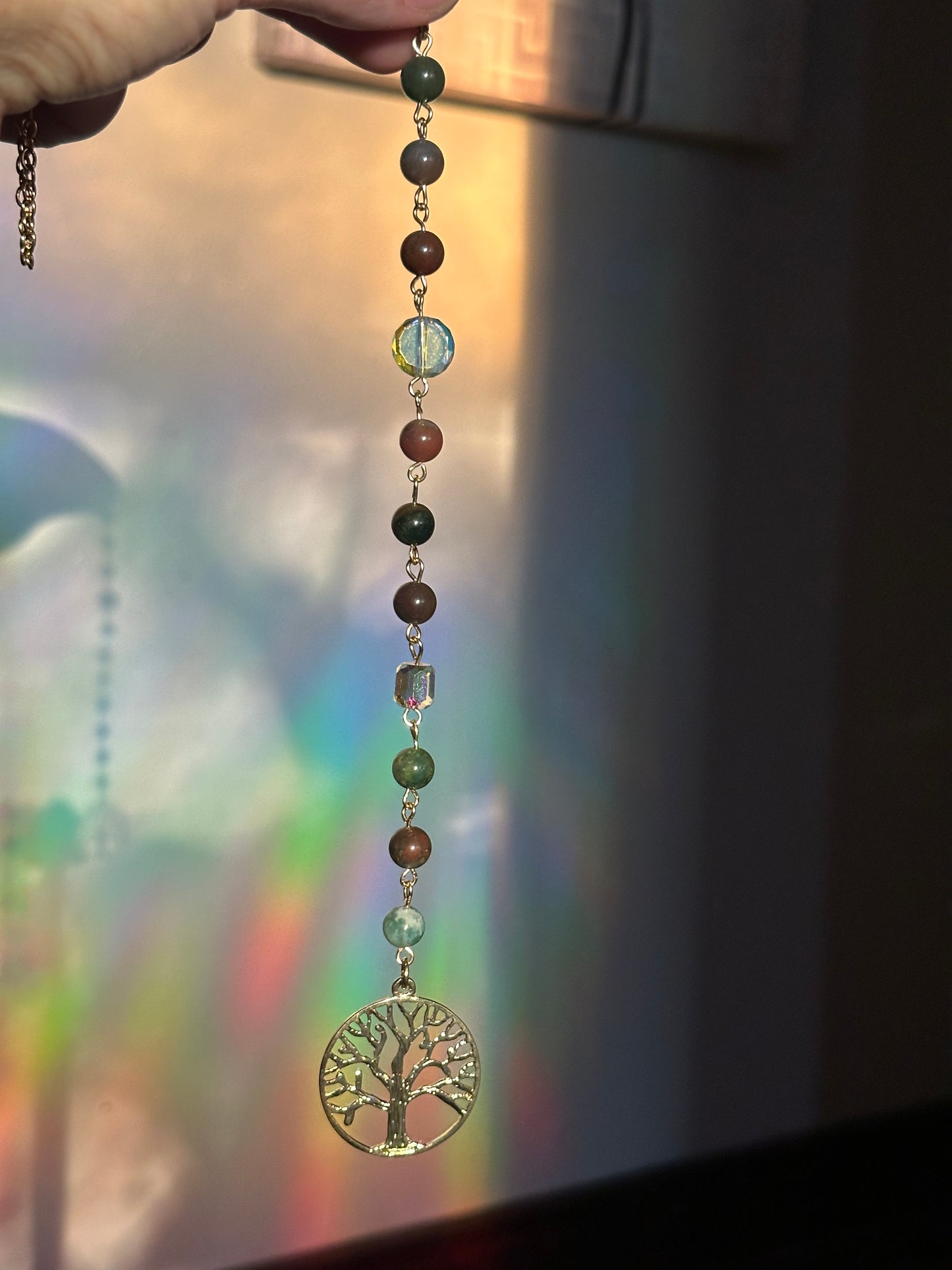 Golden Tree of Life Ocean Jasper Suncatcher