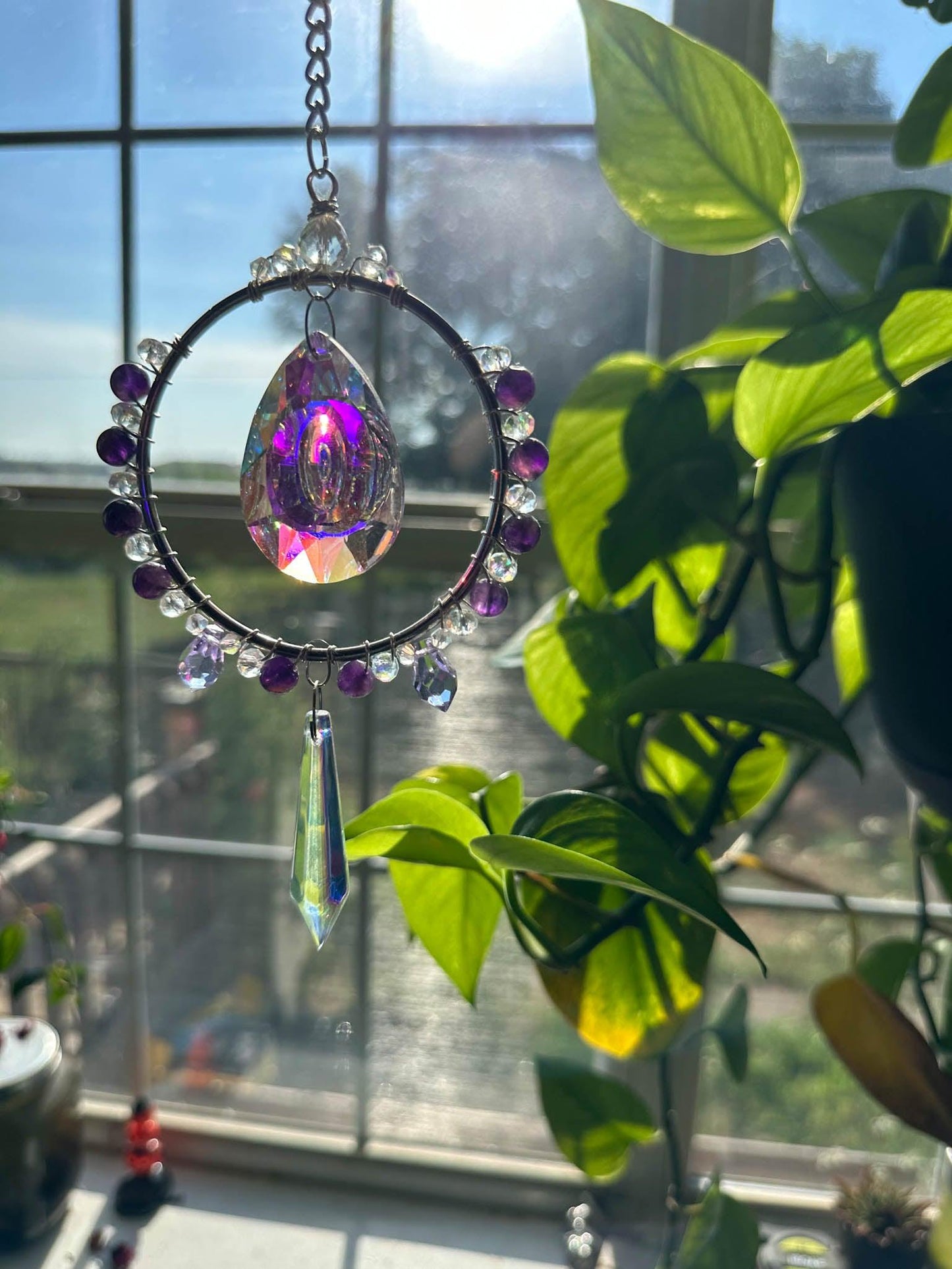 amethyst crystal suncatcher