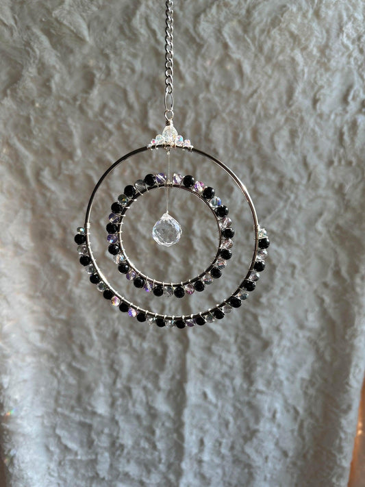 double hoop onyx crystal suncatcher