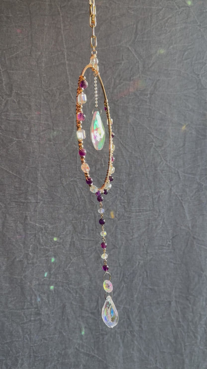 Gold Hoop Amethyst Suncatcher