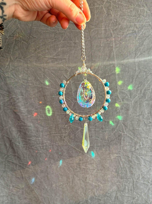 Turquoise Crystal Suncatcher - Prismana Craft Co