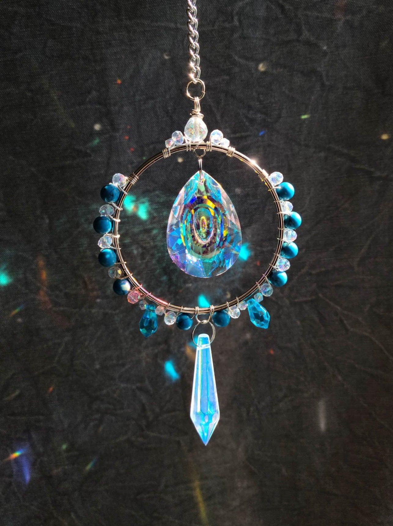 Turquoise Crystal Suncatcher - Prismana Craft Co